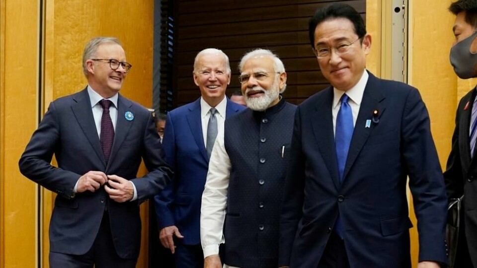 Australias statsminister Anthony Albanese, USAs president Joe Biden, Indias statsminister Narendra Modi og Japans statsminister Fumio Kishida under Quad-møtet i mai. Australias statsminister Anthony Albanese, USAs president Joe Biden, Indias statsminister Narendra Modi og Japans statsminister Fumio Kishida under Quad-møtet i mai. Foto: Evan Vucci / AP/NTB