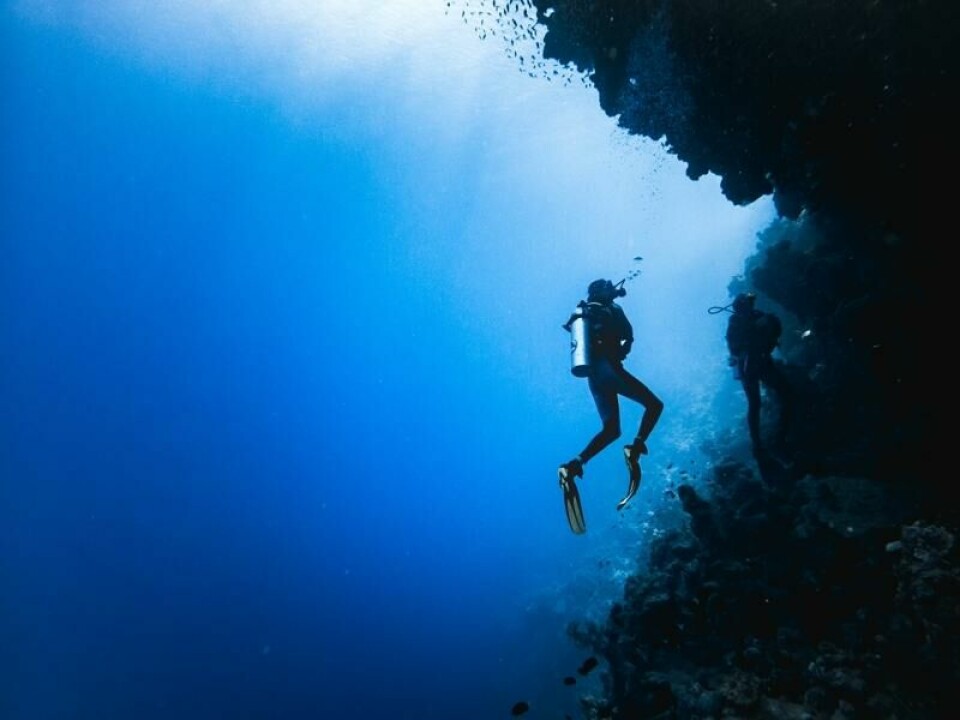 Mange dykkere lar seg fascinere av det mystiske synkehullet The Blue Hole. Ferden ned er imidlertid svært farlig. Mange dykkere lar seg fascinere av det mystiske synkehullet The Blue Hole. Ferden ned er imidlertid svært farlig. Foto: Ryan Sleiman / Shutterstock / NTB