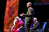Thomas Hylland Eriksen var konferansier da Dalai Lama kom til det store publikumsarrangement på Folketeateret september 2014. Foto: Heiko Junge / NTB scanpix