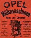 Reklame for Opel Symaskin fra 1901. Foto: Wikipedia Commons.