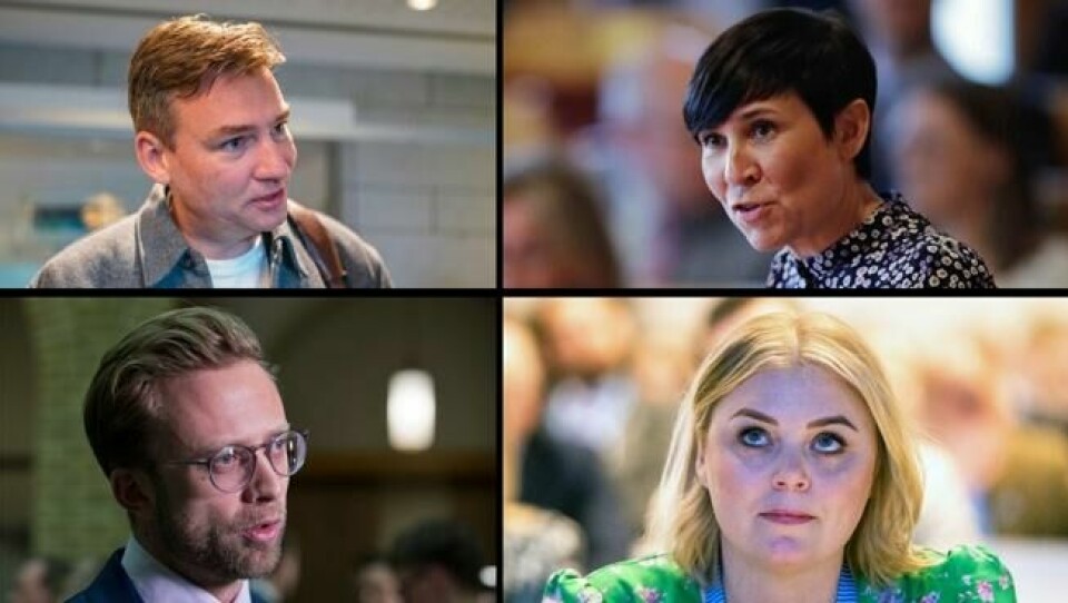 Iføgle statsviter Svein Erik Tuastad er det fire potensielle kandidater til å ta over etter Erna Solberg som Høyre-leder og statsministerkandidat. Det er Henrik Asheim (øverst til venstre), Ine Eriksen Søreide, Nikolai Astrup og Tina Bru. Iføgle statsviter Svein Erik Tuastad er det fire potensielle kandidater til å ta over etter Erna Solberg som Høyre-leder og statsministerkandidat. Det er Henrik Asheim (øverst til venstre), Ine Eriksen Søreide, Nikolai Astrup og Tina Bru. Foto: Montasje/NTB