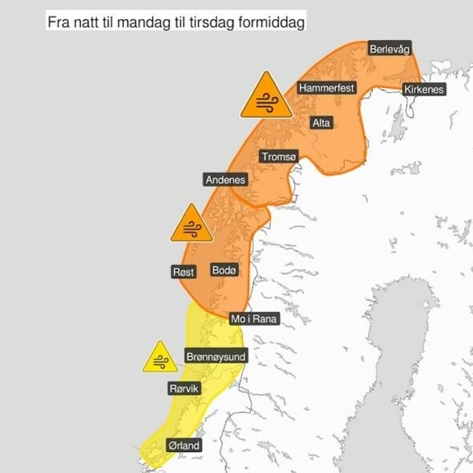 Det blir skikkelig uvær nord i landet de kommende dagene. Det blir skikkelig uvær nord i landet de kommende dagene. Foto: Meteorologisk institutt