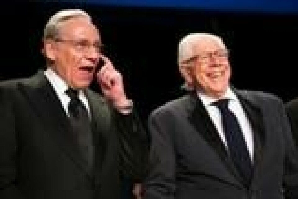 Watergate-reporterne Bob Woodward (t.v.) og Carl Bernstein under en tidligere pressemiddag i Washington. Foto: Cliff Owen / AP / NTB scanpix Watergate-reporterne Bob Woodward (t.v.) og Carl Bernstein under en tidligere pressemiddag i Washington. Foto: Cliff Owen / AP / NTB scanpix Foto: NTB scanpix