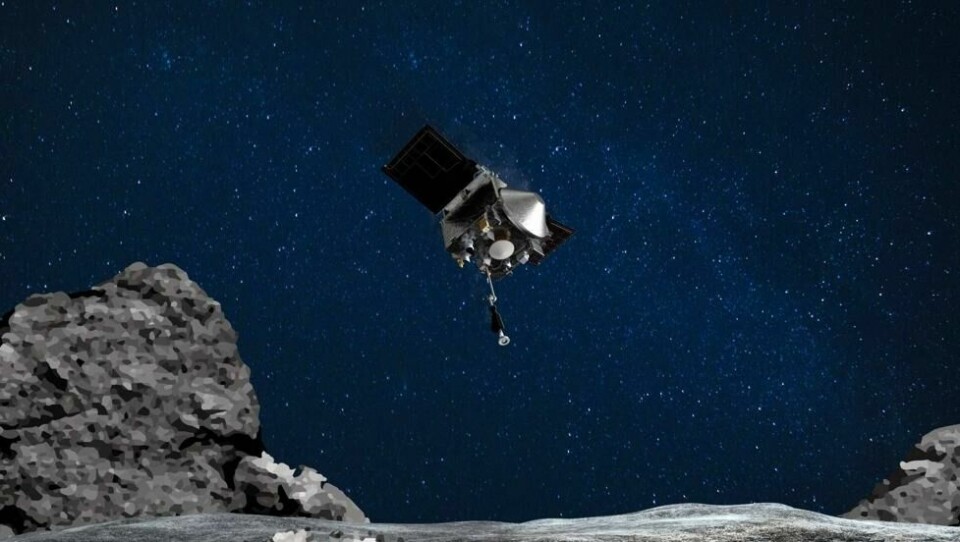 Etter et tiår med planlegging har OSIRIS-REX landet på asteroiden Bennu. Etter et tiår med planlegging har OSIRIS-REX landet på asteroiden Bennu. Foto: NASA/Goddard/Arizona State University / AFP