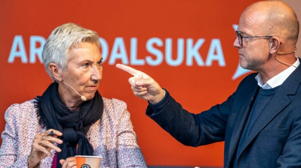 LO-leder Peggy Hessen Følsvik og NHO-direktør Ole Erik Almlid møtes til debatt under Arendalsuka.