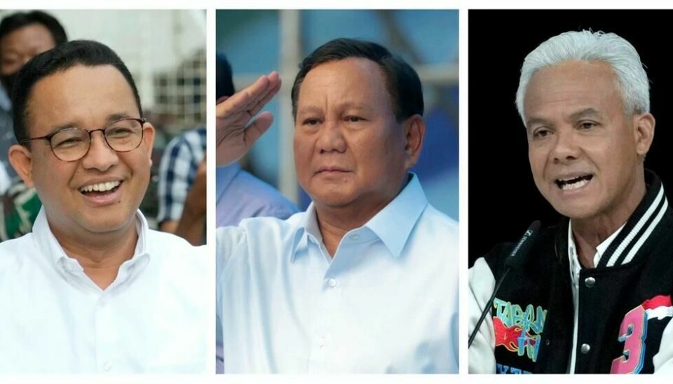 Tidligere guvernør for Jakarta og undervisningsminister, Anies Baswedan, Prabowo Subianto og Ganjar Pranowo, også han med guvernørbakgrunn, kjemper alle om å bli etterfølgeren til landets populære president, Joko Widodo. President Joko Widodo eller Jakowi, har sittet i to perioder og kan ikke ta gjenvalg. Tidligere guvernør for Jakarta og undervisningsminister, Anies Baswedan, Prabowo Subianto og Ganjar Pranowo, også han med guvernørbakgrunn, kjemper alle om å bli etterfølgeren til landets populære president, Joko Widodo. President Joko Widodo eller Jakowi, har sittet i to perioder og kan ikke ta gjenvalg. Foto: AP / NTB