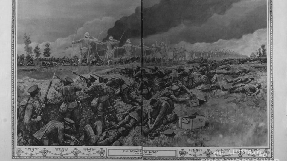 Illustrasjonen av «Mon's engler» ble vist i julenummeret til The Illustrated London News i 1915. Illustrasjonen av «Mon's engler» ble vist i julenummeret til The Illustrated London News i 1915. Foto: Illustrated London News/Wikimedia Commons