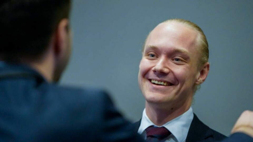 Frps ungdomsleder Simen Velle sikter seg inn på Stortinget – og håper å kapre annenplassen på Frps stortingsliste i Oslo. Foto: Terje Pedersen / NTB