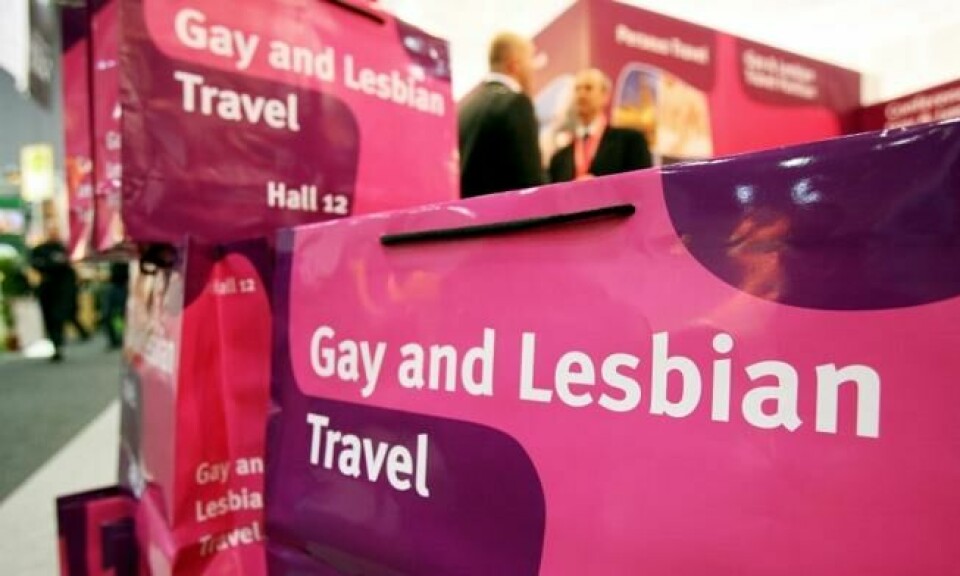 På reiselivsmessen FITUR i Madrid er en egen seksjon av messen tilegnet turisme rettet mot og for homofile og lesbiske. Foto: AFP Photo På reiselivsmessen FITUR i Madrid er en egen seksjon av messen tilegnet turisme rettet mot og for homofile og lesbiske. Foto: AFP Photo
