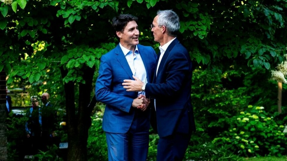 Jens Stoltenberg møtte Canadas statsminister Justin Trudeau i Ottawa onsdag forrige uke. Foto: Spencer Colby/The Canadian Press/AP Jens Stoltenberg møtte Canadas statsminister Justin Trudeau i Ottawa onsdag forrige uke. Foto: Spencer Colby/The Canadian Press/AP