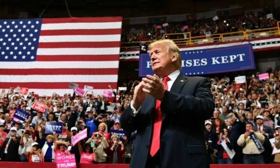 Trump under et valgmøte på McKenzie Arena i Chattanooga, Tennessee. Foto: Nicholas Kamm / AFP) Trump under et valgmøte på McKenzie Arena i Chattanooga, Tennessee. Foto: Nicholas Kamm / AFP)