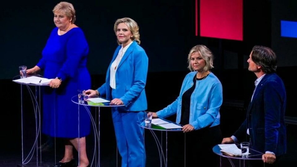 Partilederne i Høyre, Frp, Venstre og KrF.