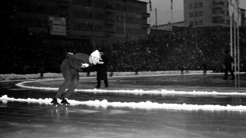 «Hjallis» i aksjon på 5000-meteren under OL i Oslo i 1952.