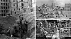 Til venstre: Sovjetiske soldater rykker frem gjennom ruinene av Stalingrad i 1942. Til høyre: Den berømte fontenen i Stalingrad der barna danser rundt en krokodille, Bildet er tatt av Emmanuil Evzerikhin, 23 august 1942, like etter at et massivt flyangrep fra Luftwaffe skapte en ildstorm og la byen i ruiner. Foto: Bundesarchiv