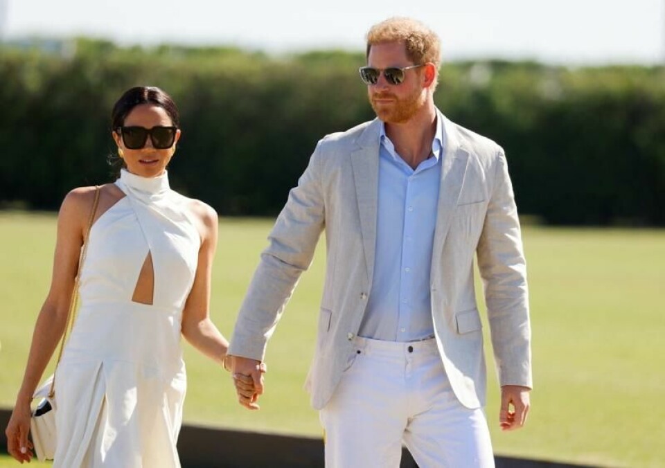 Det har florert rykter om at det går mot skilsmisse mellom prins Harry og hertuginne Meghan. I et intervju under The New York Times' 2024 DealBook Summit svarer prinsen på spekulasjonene. Her er paret avbildet i april. Det har florert rykter om at det går mot skilsmisse mellom prins Harry og hertuginne Meghan. I et intervju under The New York Times' 2024 DealBook Summit svarer prinsen på spekulasjonene. Her er paret avbildet i april. Foto: Marco Bello / Reuters / NTB