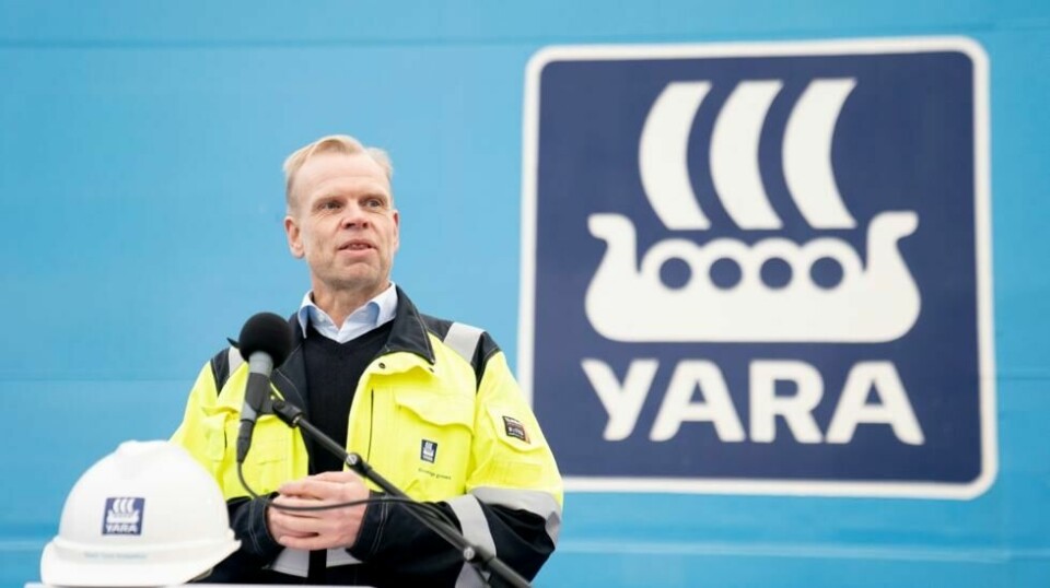 Konsernsjef i Yara, Svein Tore Holsether, rapporterer om svakere tall i 2023 enn året før. Foto: Torstein Bøe / NTB