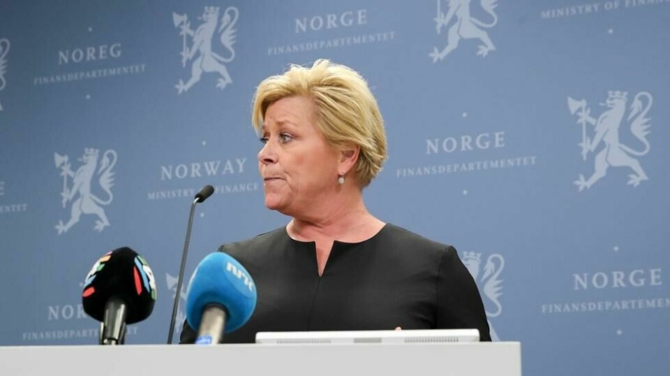 MED EU MOT SVEITS: Norge og finansminister Siv Jensen blir med på EUs side i straffeaksjon mot Sveits.