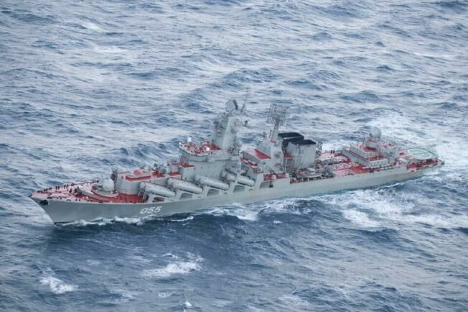 En russisk båtjager av Udaloy-klassen fotografert utenfor norskekysten sammen med fire andre russiske krigsfartøy 25. januar 2022. Foto: 333 skvadron, Luftforsvaret En russisk båtjager av Udaloy-klassen fotografert utenfor norskekysten sammen med fire andre russiske krigsfartøy 25. januar 2022. Foto: 333 skvadron, Luftforsvaret