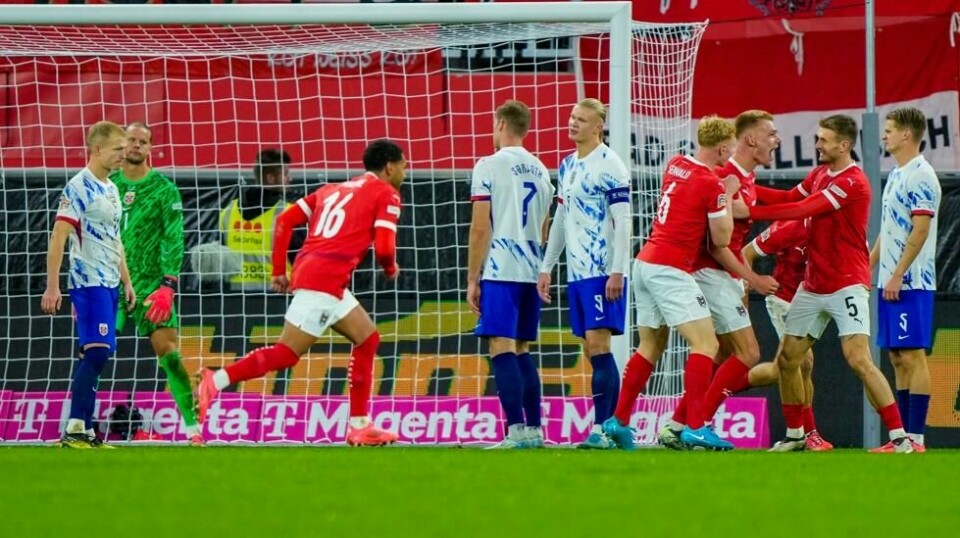 Østerrike scorer mot Norge.
