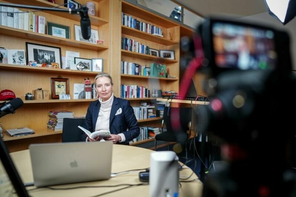 AfDs partileder Alice Weidel forberedte seg torsdag kveld til en direktesendt samtale med Elon Musk.