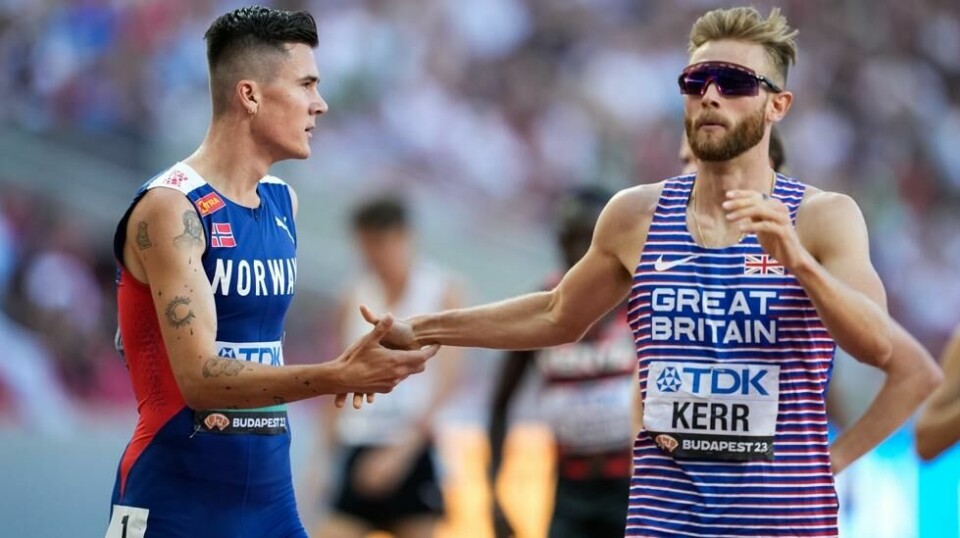 Jakob Ingebrigtsen og Josh Kerr under VM i fjor sommer. Foto: Beate Oma Dahle / NTB