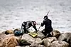 Dansk politi søker etter Kim Walls levninger ved Søvang og Dragør Havn på Amager torsdag 24. august. Foto: Mads Claus Rasmussen / Scanpix Danmark / NTB scanpix