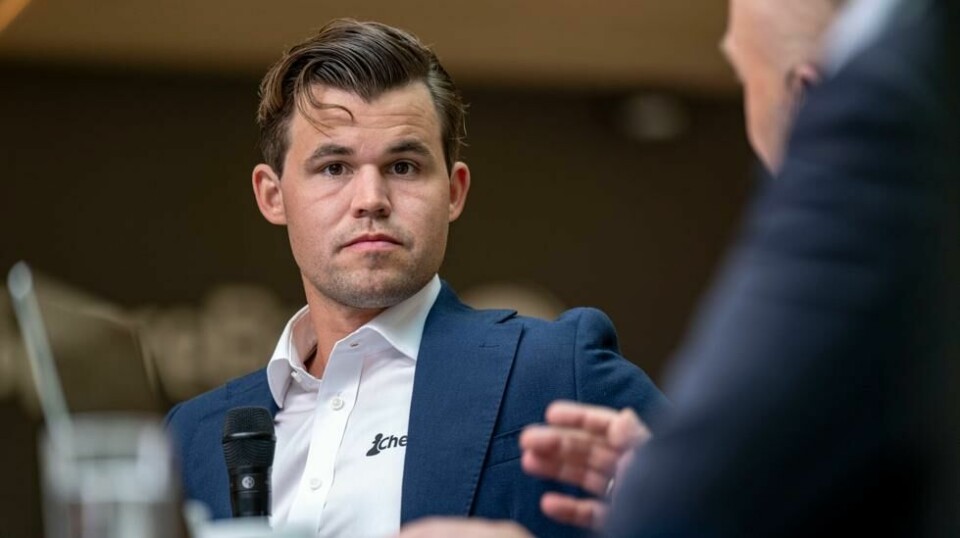 Magnus Carlsen vant et langt parti i Norway Chess lørdag og er nummer to halvveis i turneringen. Foto: Carina Johansen / NTB