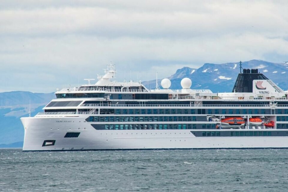 Det norskflaggede skipet Viking Polaris er 205 meter langt og 23,5 meter bredt, spesielt designet og utviklet for ekspedisjoner i Antarktis og på de store innsjøene i Nord-Amerika. Fartøyet har plass til 378 gjester i 189 lugarer. Her er skipet i Beaglekanalen utenfor Ushuaia i Argentina. Det norskflaggede skipet Viking Polaris er 205 meter langt og 23,5 meter bredt, spesielt designet og utviklet for ekspedisjoner i Antarktis og på de store innsjøene i Nord-Amerika. Fartøyet har plass til 378 gjester i 189 lugarer. Her er skipet i Beaglekanalen utenfor Ushuaia i Argentina. Foto: Alexis Delelisi / AFP