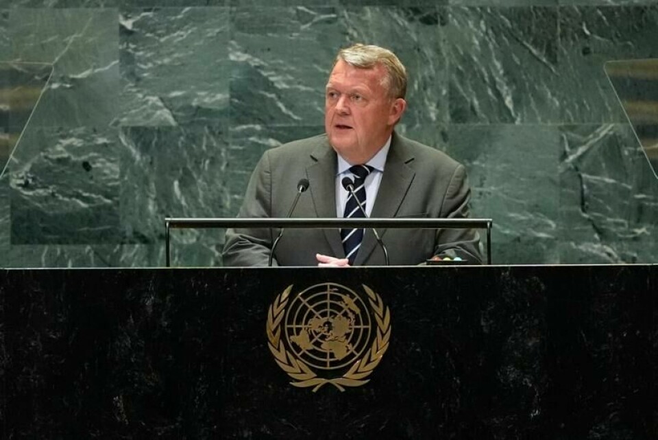 Danmarks utenriksminister Lars Løkke Rasmussen taler i FNs hovedforsamling i september i fjor.