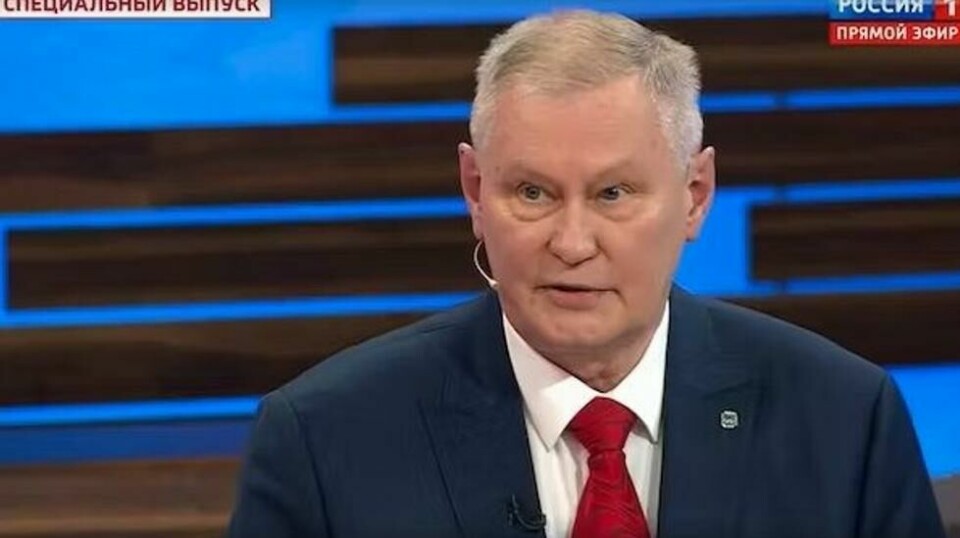 Den pensjonerte russiske obersten Mikhail Khodaryonok (Skjermdump fra russisk TV)