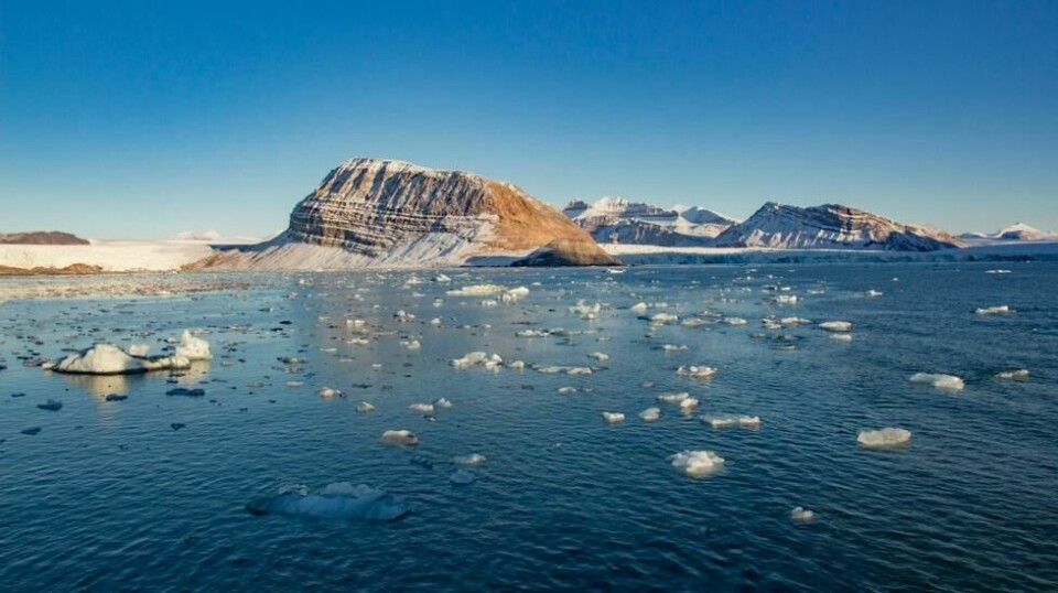 Smeltende is fra isbreer i Kongsfjorden ved Ny-Ålesund på Svalbard. Arkivfoto: Are Føli / NTB