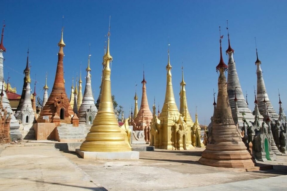 Myanmar i Sørøst-Asia har flust av gamle stupaer, som har blitt brukt til å oppbevare hellige relikvier etter konger og høytstående personer. Myanmar i Sørøst-Asia har flust av gamle stupaer, som har blitt brukt til å oppbevare hellige relikvier etter konger og høytstående personer. Foto: Maurizio Bersanelli / Shutterstock / NTB