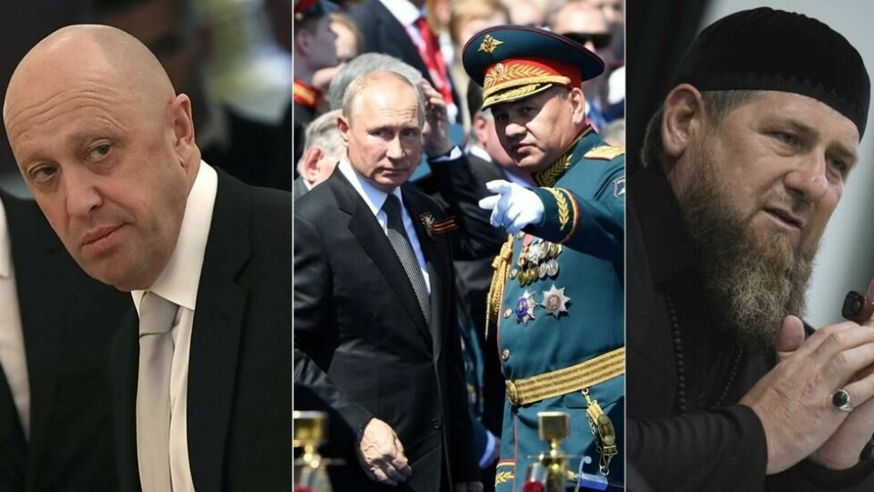 Jevgenij «Putins kokk» Prigozjin, forsvarsminister Sergej Sjojgu og tsjetsjenske Ramzan Kadyrov eier paramilitære grupper som kjemper for Russland. Jevgenij «Putins kokk» Prigozjin, forsvarsminister Sergej Sjojgu og tsjetsjenske Ramzan Kadyrov eier paramilitære grupper som kjemper for Russland. Foto: AP/NTB