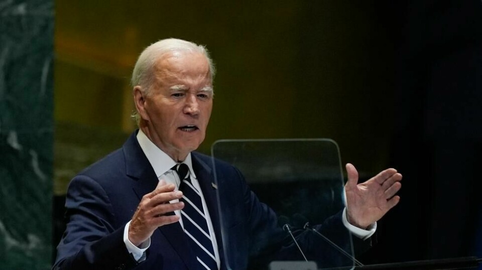 President Joe Biden advarte om mulige farer ved utviklingen av kunstig intelligens i sin tale i hoveddebatten i FN tirsdag. Foto: Julia Demaree Nikhinson / AP / NTB