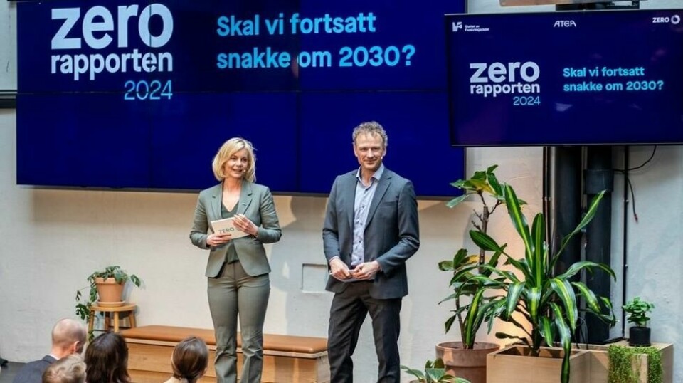 Forrige uke lanserte Miljøstiftelsen Zero «Zerorapporten 2024», med leder Sigrun Aasland og fagsjef Stig Schjølset på scenen.