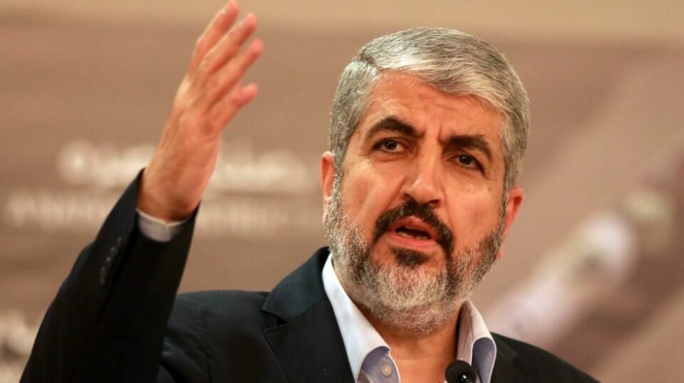 På dette arkivbildet fra 28. august 2014 holder Khaled Mashaal, da leder for den militante palestinske islamske bevegelsen Hamas, en tale i Qatar. Illustrasjonsfoto.