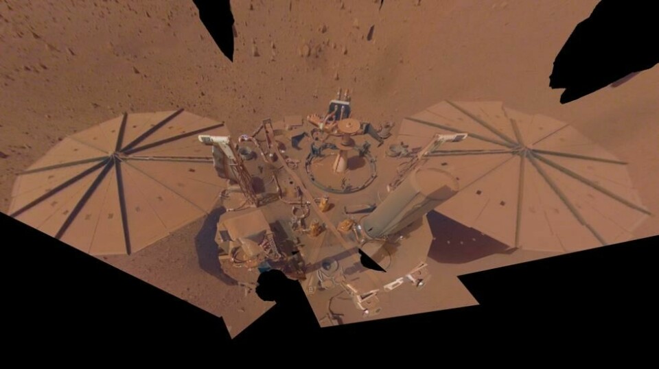 Nasas romsonde InSight var i drift fra 2018 til 2022. Bildet viser sonden på dag nummer 1211 av oppdraget. Foto: Nasa / AP / NTB