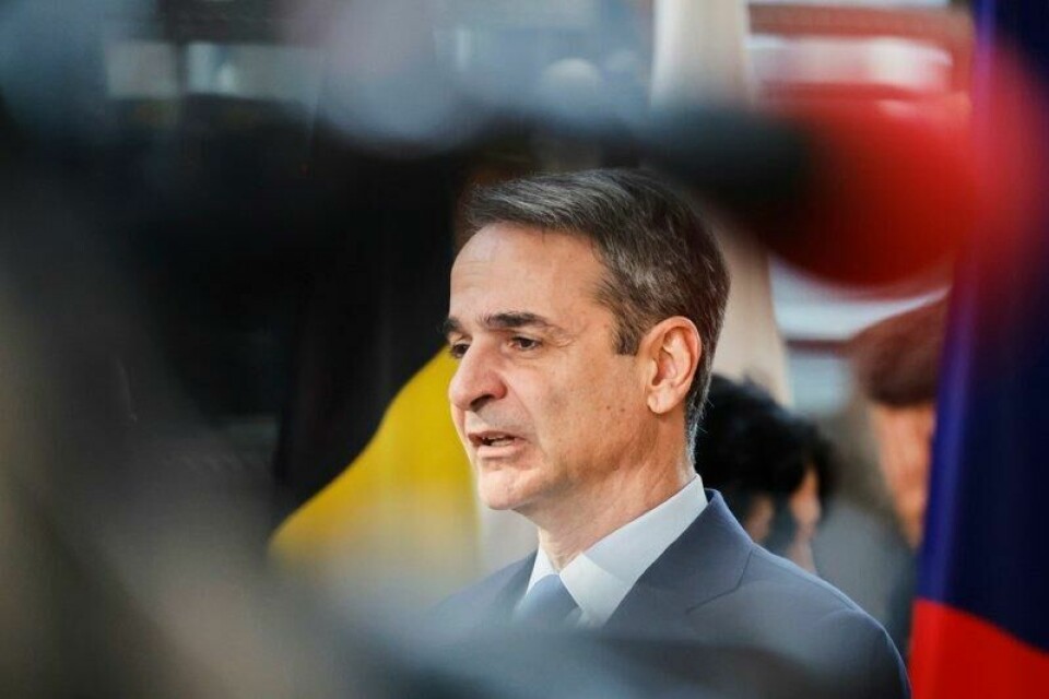 Den greske statsministeren Kyriakos Mitsotakis under EU-toppmøtet i Brussel 20. mars.