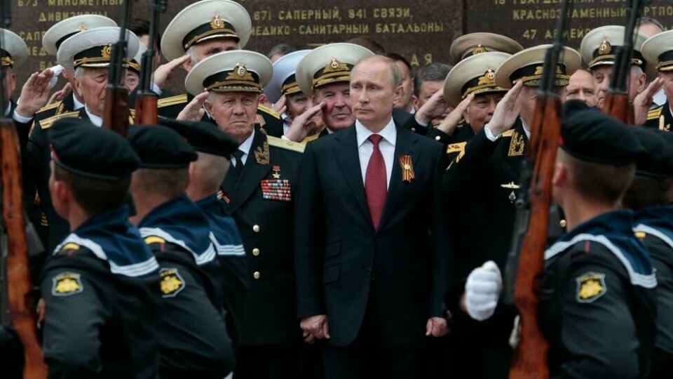Russlands president Vladimir Putin deltar på en markering av seiersdagen, hvor Russland minnes seieren over Nazi-Tyskland i 1945, i Sevastopol på Krym-halvøya 9. mai 2014. Russlands president Vladimir Putin deltar på en markering av seiersdagen, hvor Russland minnes seieren over Nazi-Tyskland i 1945, i Sevastopol på Krym-halvøya 9. mai 2014. Foto: Ivan Sekretarev / AP Photo / NTB