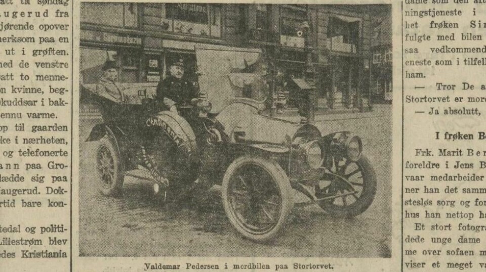Sjåføren Waldermar Pedersen ble brutalt drept i bilen sin i Nittedal, sammen med sin kjæreste. Her utklipp fra Dagbladet, 20. september 1920.