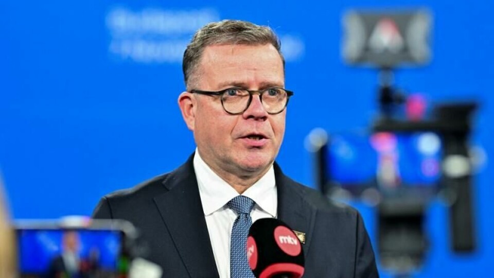 Finnish Prime Minister Petteri Orpo talks to the media on the day of the European Political Community Summit at the Puskas Arena, in Budapest, Hungary, November 7, 2024. REUTERS/Marton Monus
