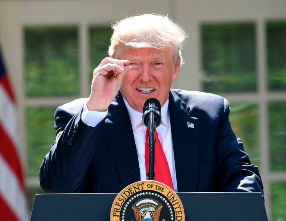 1. juni 2017: USAs president Donald Trump annonserer sin beslutning om å trekke USA ut av Parisavtalen om klima, i rosehagen utenfor Det hvite hus. Foto: NTB Scanpix/AFP. 1. juni 2017: USAs president Donald Trump annonserer sin beslutning om å trekke USA ut av Parisavtalen om klima, i rosehagen utenfor Det hvite hus. Foto: NTB Scanpix/AFP. Foto: Saul Loeb / AFP