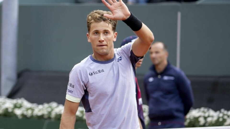 Casper Ruud spiller for tiden i Genève Open i Sveits. Foto: Salvatore Di Nolfi / Keystone via AP / NTB