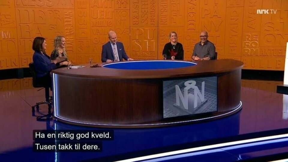 Fra Nytt på Nytt-sendingen på NRK sist fredagen forut for kommentaren. Fra Nytt på Nytt-sendingen på NRK sist fredagen forut for kommentaren.