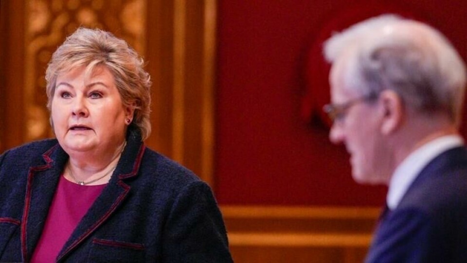 Høyre-leder Erna Solberg og statsminister Jonas Gahr Støre (Ap). Høyre-leder Erna Solberg og statsminister Jonas Gahr Støre (Ap). Foto: Javad Parsa / NTB