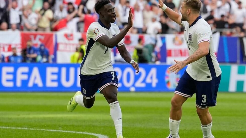 Bukayo Saka utlignet for England. Foto: Martin Meissner / AP Photo / NTB.