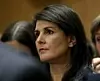 USAs FN-ambassadør Nikki Haley fotografert under senatshøringen til Mike Pompeo som utenriksminister, 12. april 2018. Scanpix/AFP.