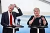 Høyre-leder Erna Solberg statsminister Jonas Gahr Støre. Foto: Carina Johansen / NTB