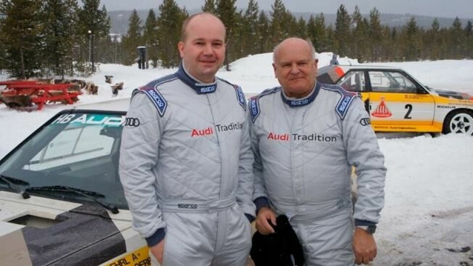 Landsem sammen med rallylegenden Stig Blomqvist i de svenske skoger: – Jeg trodde Blomqvist var blitt rolig pensjonist da jeg steg inn i hans Gruppe B Audi Quattro. Der tok jeg ordentlig feil. Landsem sammen med rallylegenden Stig Blomqvist i de svenske skoger: – Jeg trodde Blomqvist var blitt rolig pensjonist da jeg steg inn i hans Gruppe B Audi Quattro. Der tok jeg ordentlig feil. Foto: Privat