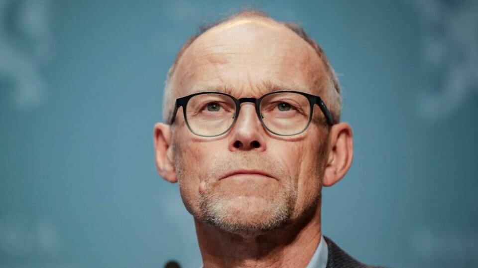 Fagdirektør Frode Forland i Folkehelseinstituttet under en pressekonferanse om coronasituasjonen.